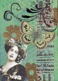 Vintage Lady and Butterfly ATC of mine