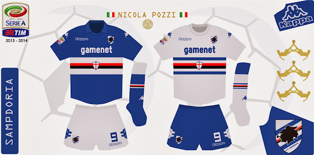 Maillot Sampdoria Domicile 2013-2014 – #12 Sansone – Kappa Taille L – Occasion