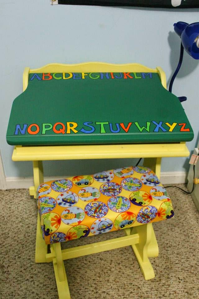 Sew Happy Creations Trash to Treasure upcycle Antique school desks