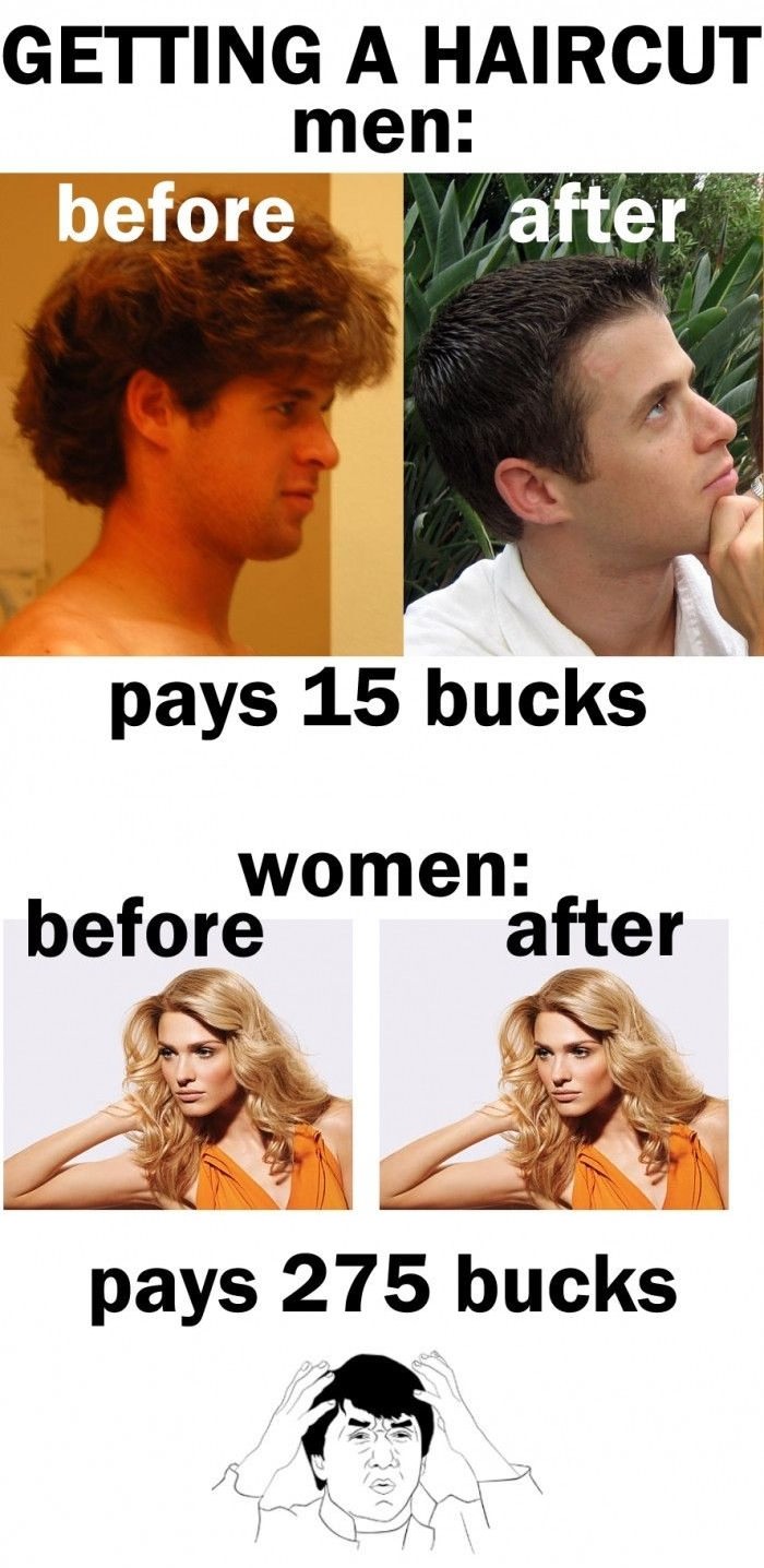 20 Hilarious But True Differences Between Men And Women - On getting a haircut