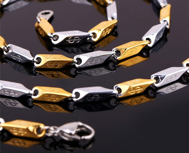 Two-Tone Gold Dollar Pattern Chain