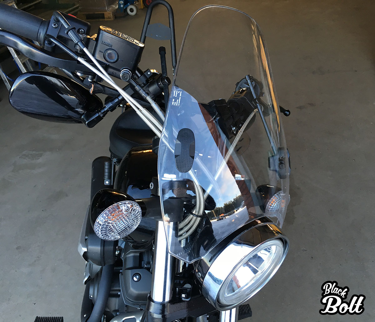 Black Bolt Star Bolt / Yamaha XV950 blog Puig Custom II wind screen