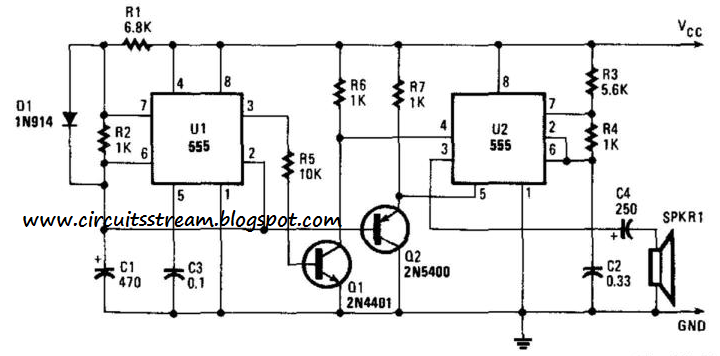 Simple Whooper Circuit Diagram | Electronic Circuit Diagrams & Schematics