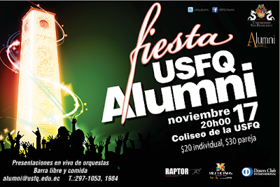 Fiesta Alumni USFQ, 17 de noviembre, 20h00, Coliseo USFQ