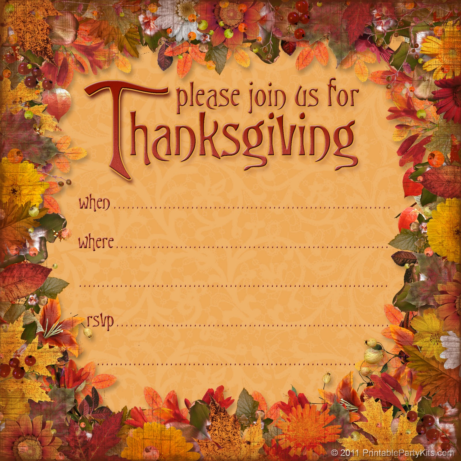 Printable Thanksgiving Invitation - Printable World Holiday