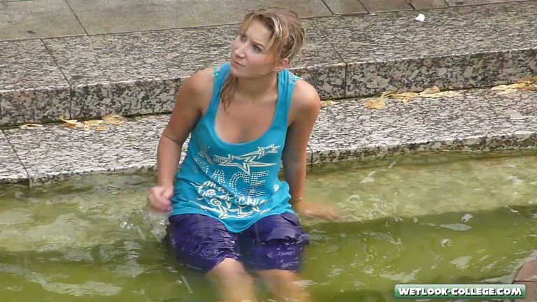 WETLOOK AND CANDID COLLEGE GIRLS: Girl in Blue. 