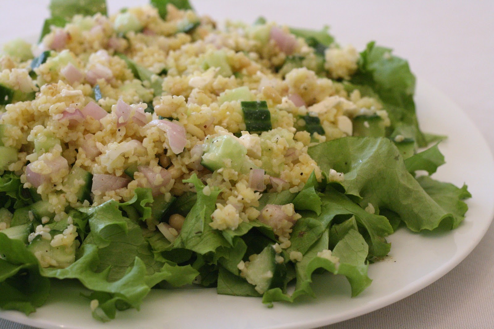 Laine's Recipe Box Bulgur Salad with Feta and Pine Nuts