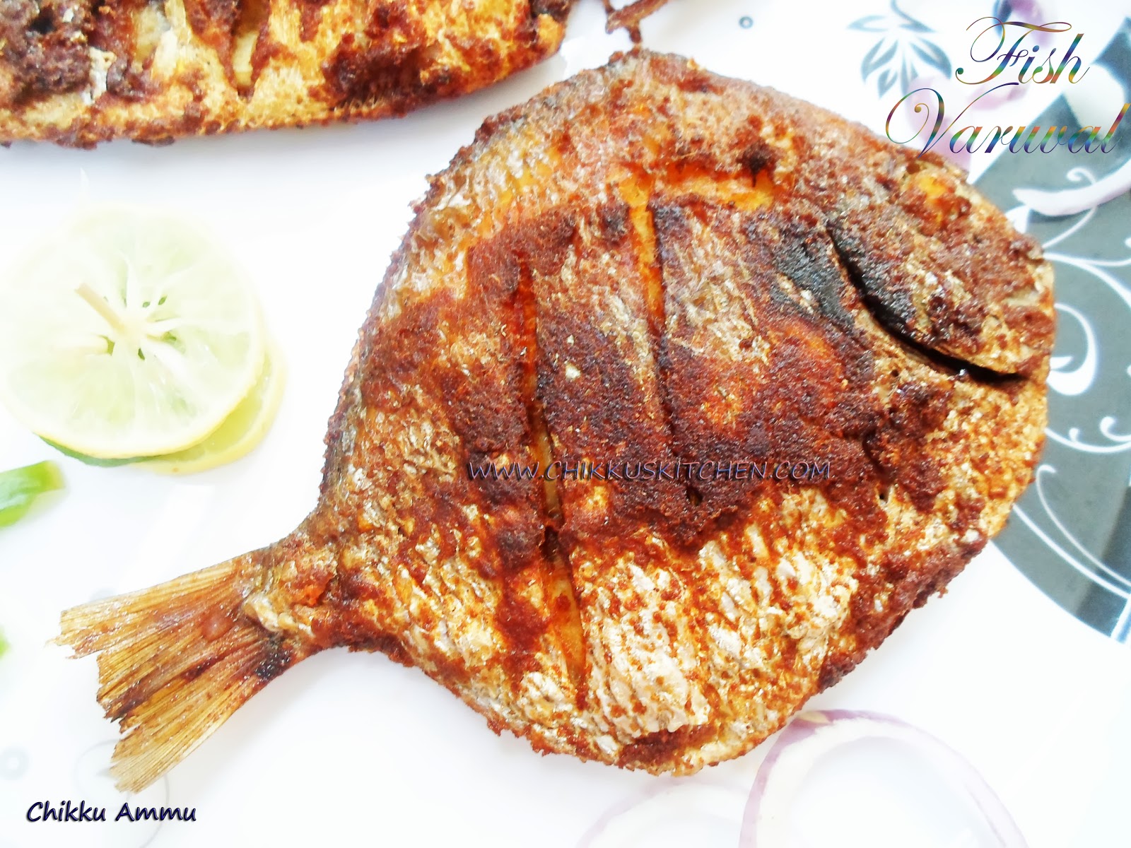 Chikkus Kitchen Fish Varuval Recipe / Whole fish Fry Recipe