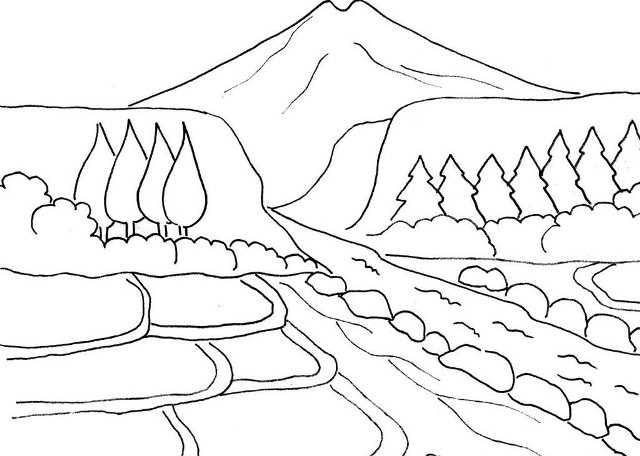 Sketsa Mewarnai Gambar Pemandangan Alam Pegunungan Sketsa Mewarnai Gambar Pemandangan Alam Pegunungan