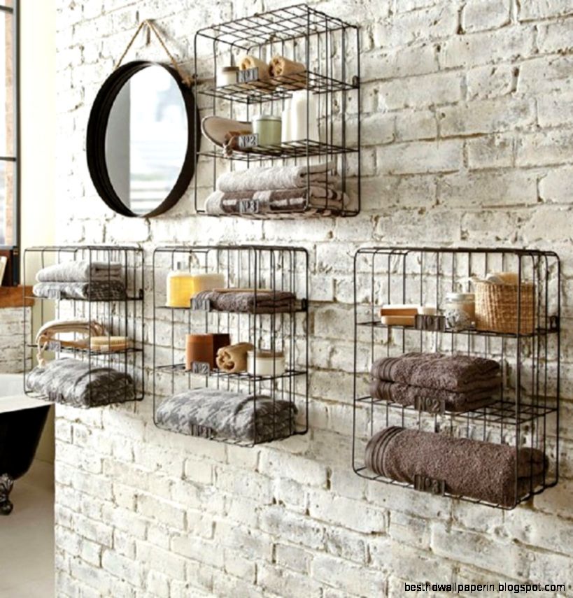 Funky Blue Vanity Cabinet Mixed With Fancy Tiered Bathroom Wall