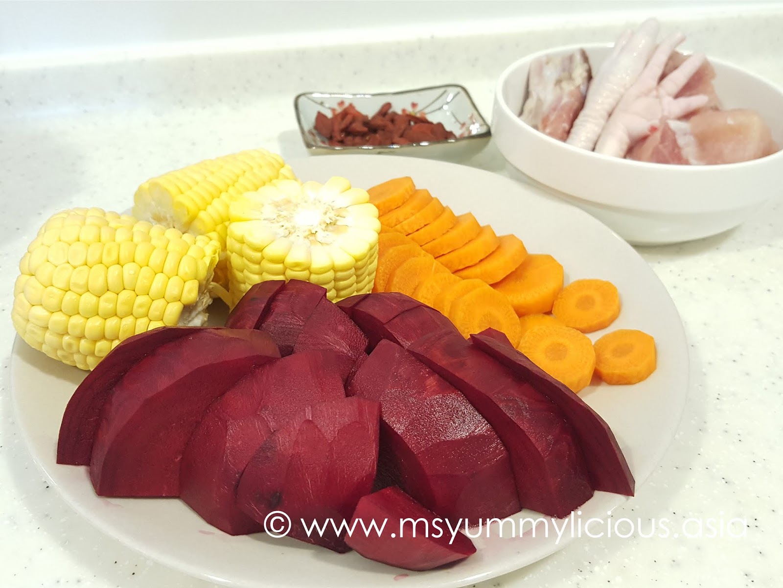 Beetroot Soup with Corn and Carrot Yummylicious + Babylicious