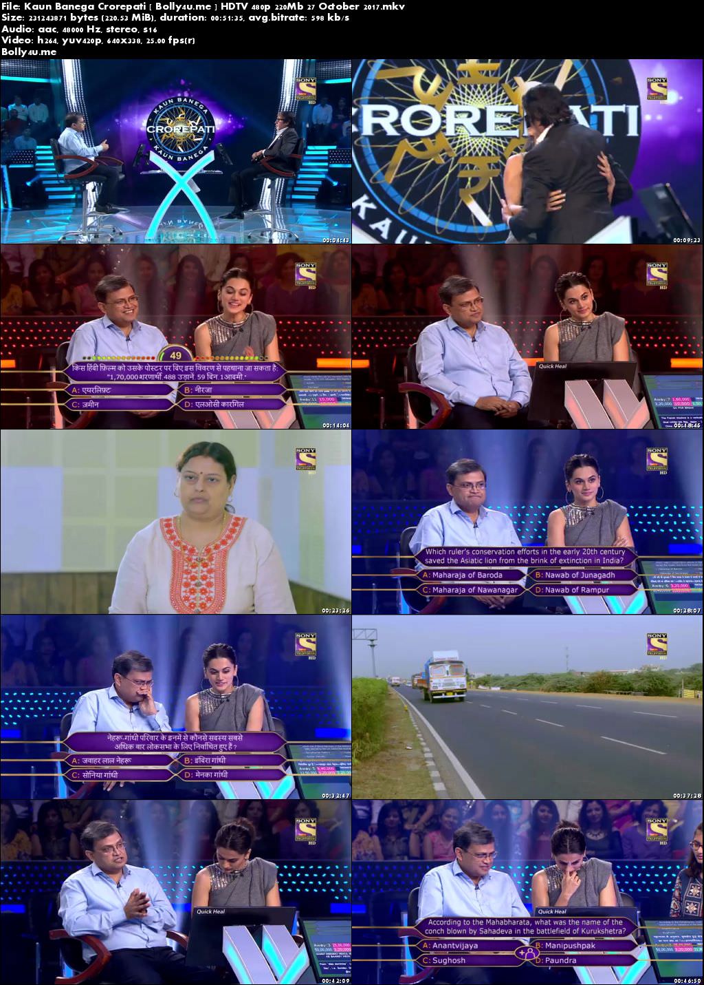 Kaun Banega Crorepati HDTV 480p 200Mb 27 October 2017 Download