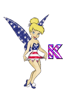 Abecedario de Tinkerbell con Vestido de la Bandera de USA. Tinker Bell with American Flag Dress Abc.