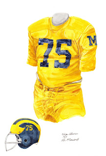 1964 University of Michigan Wolverines football uniform original art for sale