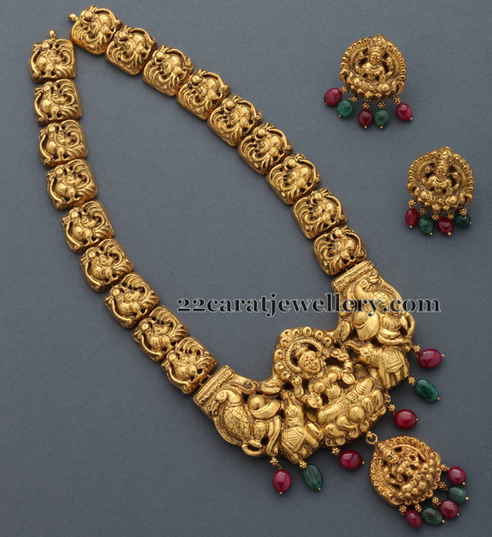 Gold Antique Necklace Nakshi Set - Jewellery Designs