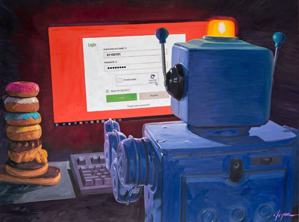 Eric Joyner arte pinturas surreais robôs e donuts rosquinhas