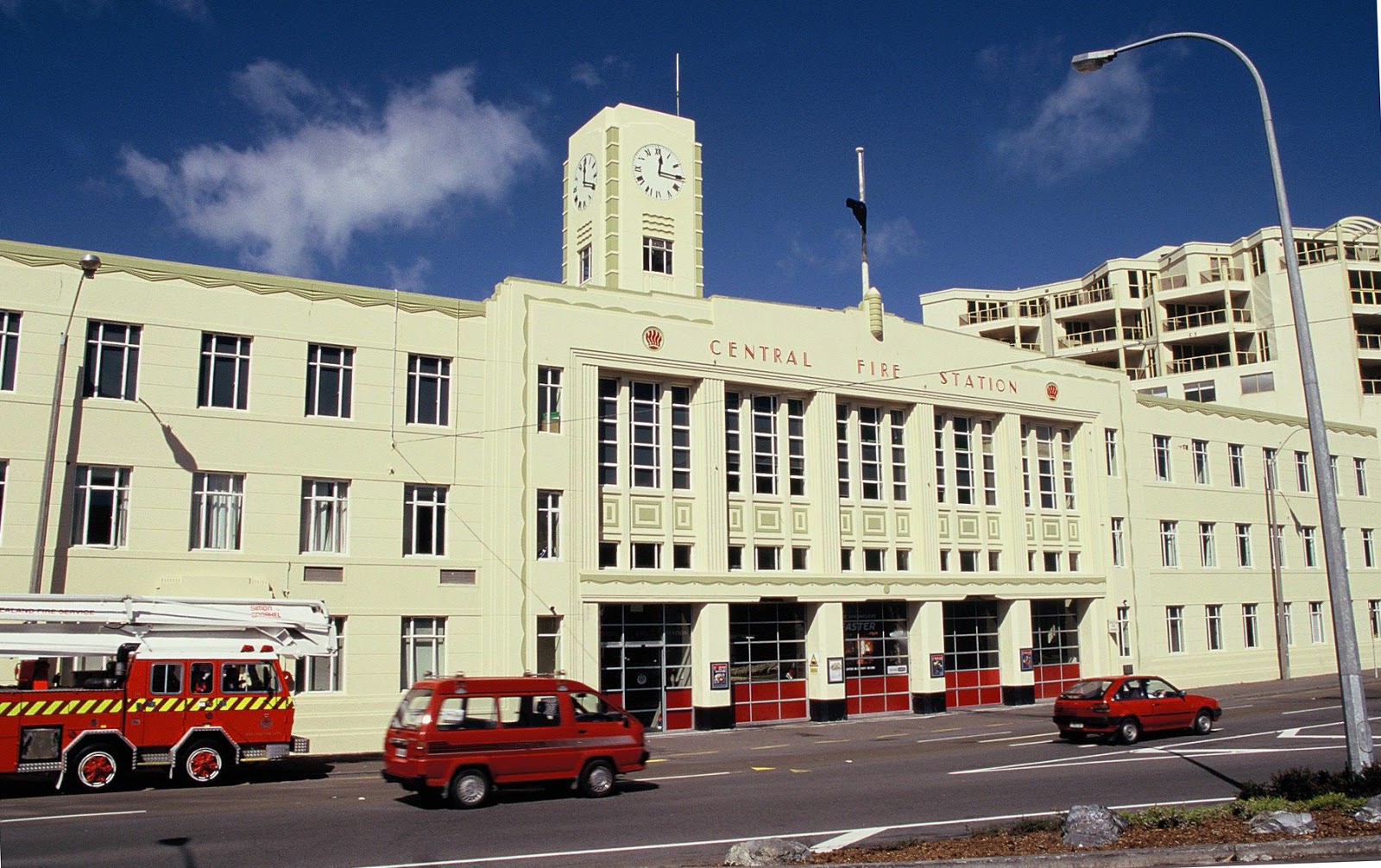 transpress nz vehicles outside Wellington Central Fire Station, circa 2008