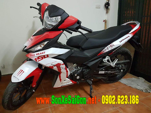 Mẫu sơn tem đấu Honda Winner 150 màu trắng đỏ monster Mẫu sơn tem đấu Honda Winner 150 màu trắng đỏ monster