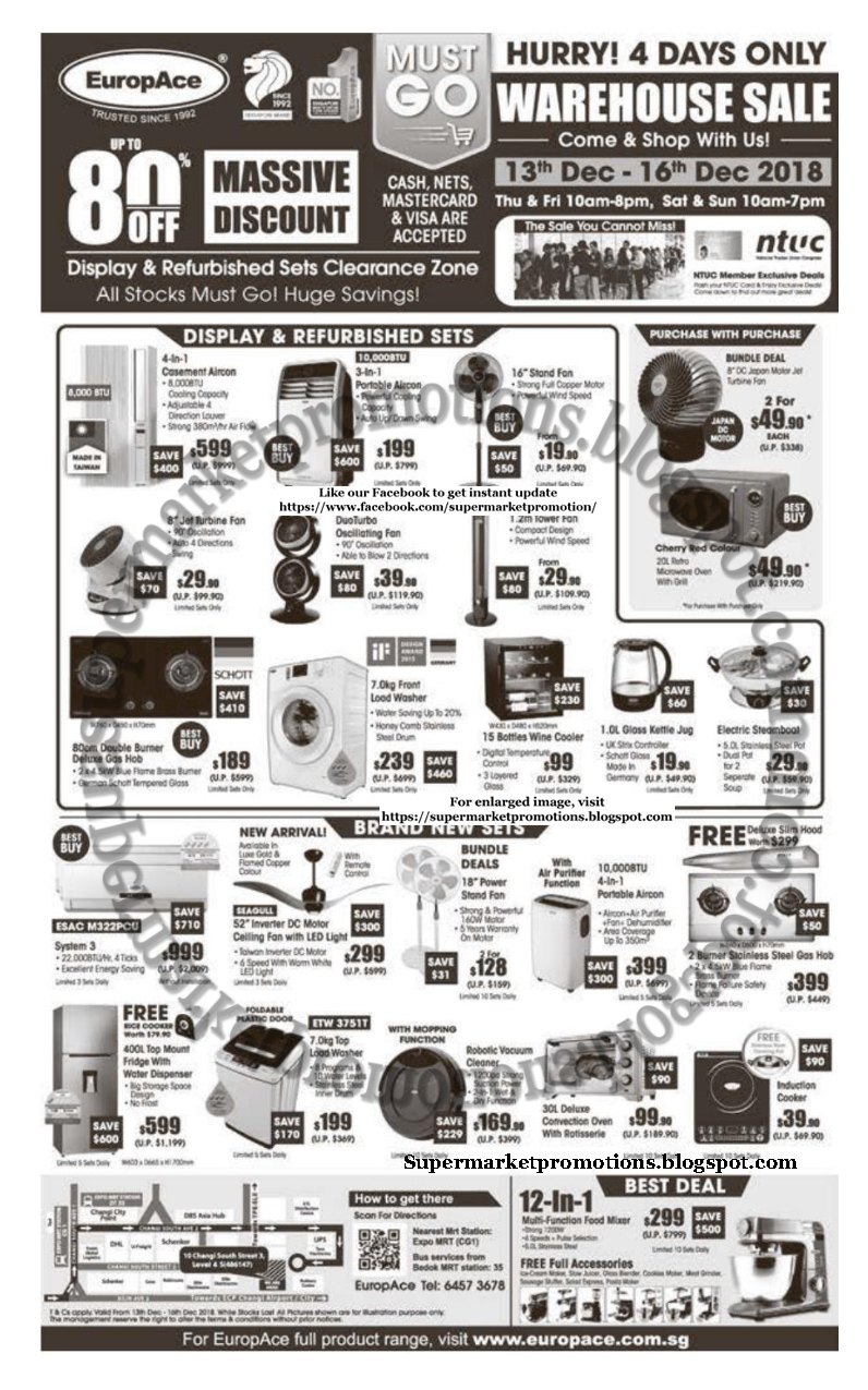 EuropAce Warehouse Sale 13 16 December 2018 Supermarket Promotions