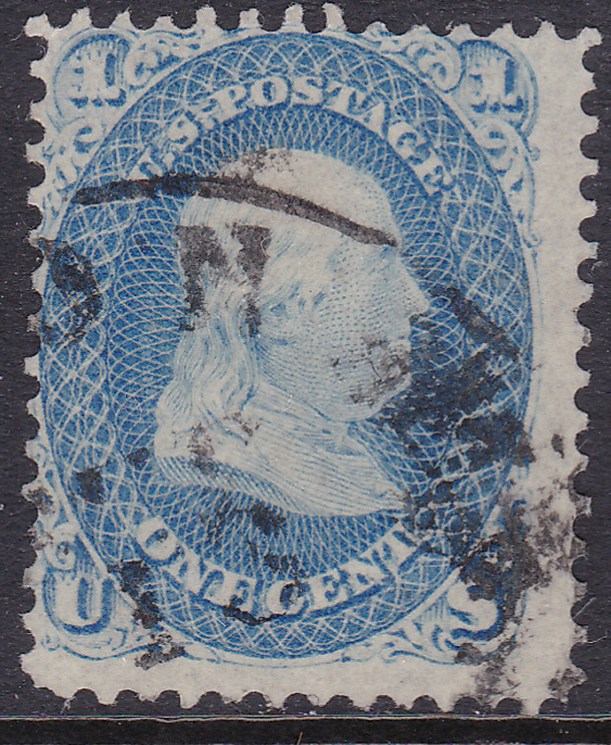 Sheldon the Stamp Man 1861 SCOTT 63 FRANKLIN 1 CENT BLUE