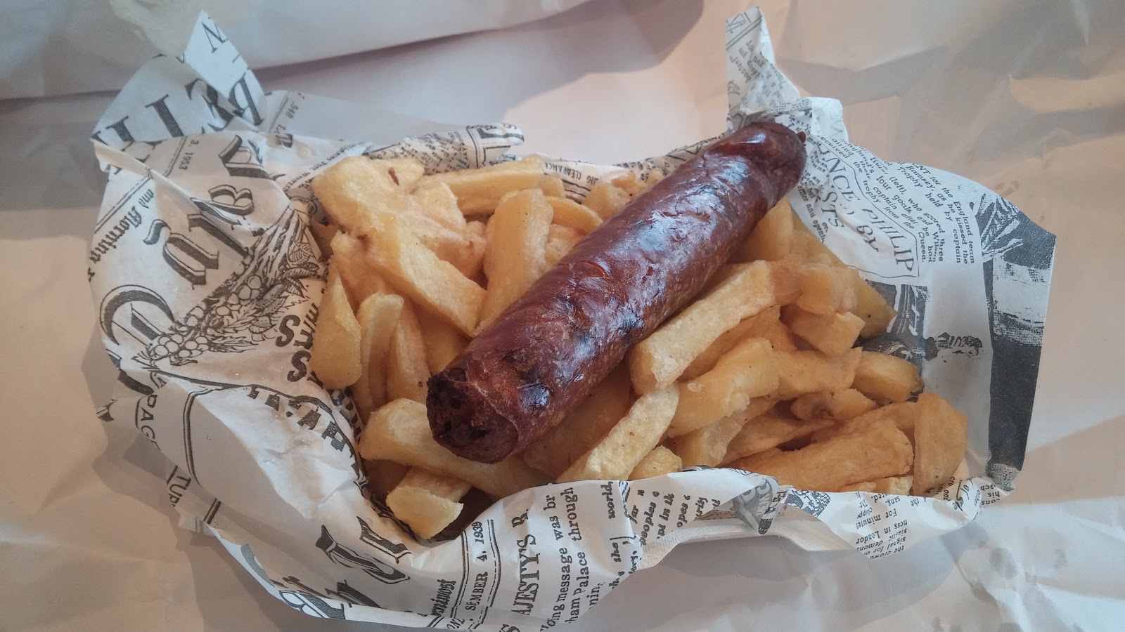 chilli sausage and chips