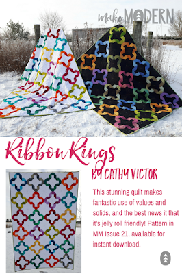Make Modern Issue 21 Ribbon Rings Quilt Cathy Victor Kona solids
