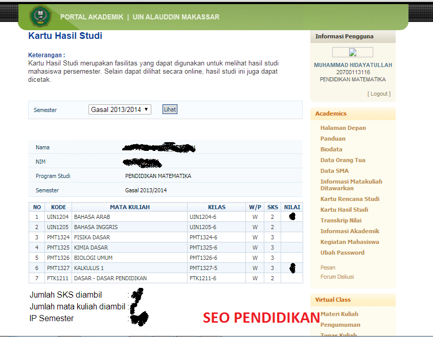 Cara Melihat Nilai di Portal Akademik UIN Alauddin SEO