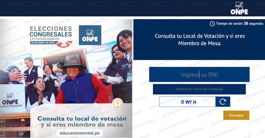 ONPE - DÓNDE VOTAR ESTE DOMINGO 26 ENERO 2020: Ubica con el número de DNI tu Local de Votación y si eres Miembro de Mesa - Elecciones Congresales Extraordinarias 2020 - www.onpe.gob.pe ONPE - DÓNDE VOTAR ESTE DOMINGO 26 ENERO 2020: Ubica con el número de DNI tu Local de Votación y si eres Miembro de Mesa - Elecciones Congresales Extraordinarias 2020 - www.onpe.gob.pe