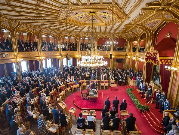 King Harald, Queen Sonja and Crown Prince Haakon attended the opening of 162. Norwegian Parliament in Oslo