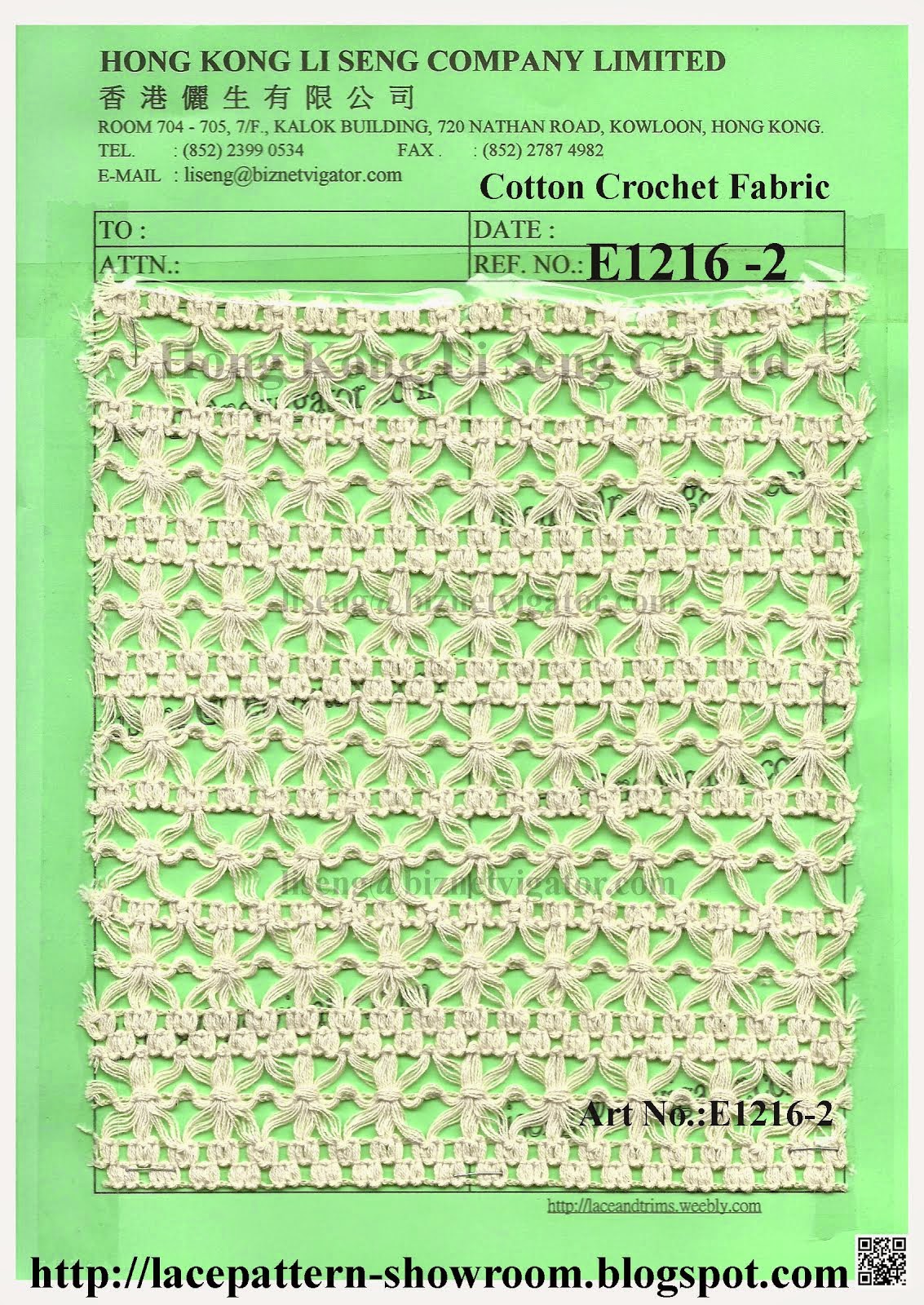 New Cotton Crochet Lace Fabric Manufacturer Wholesale and Supplier - Hong Kong Li Seng Co Ltd