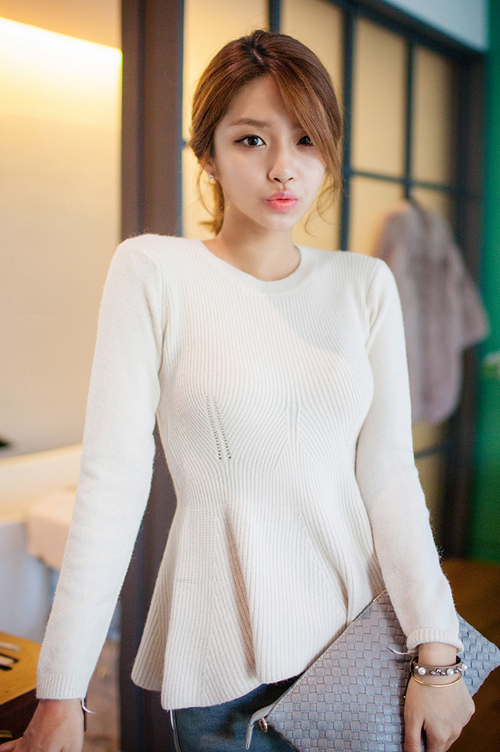 [Chuu] Ribbed Peplum Sweater | KSTYLICK - Latest Korean Fashion | K-Pop ...