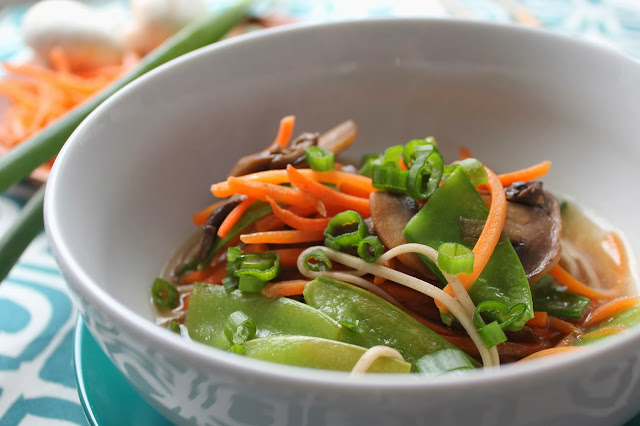 Soba noodle soup with ginger-scallion broth