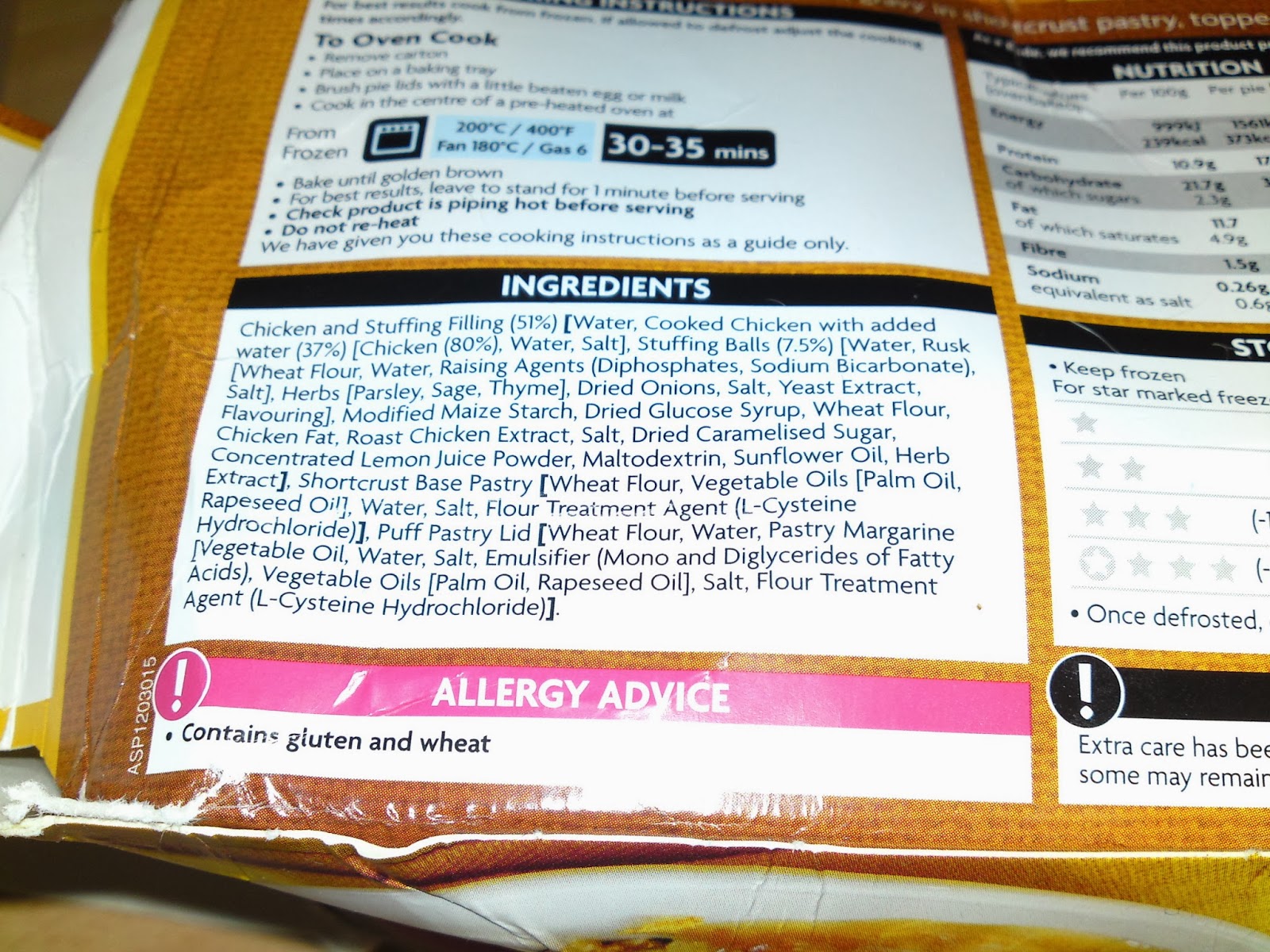 Lactose Free UK Asda 4 Chicken & Stuffing Pies