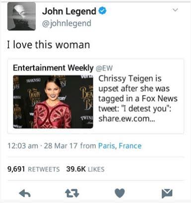 2 "We should f**k' - Chrissy Teigen tells John Legend on Twitter