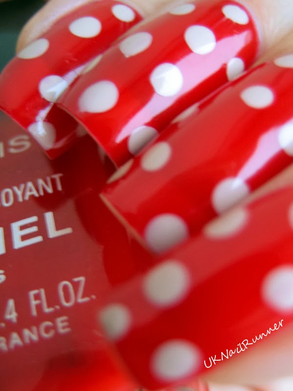 UKNailRunner: Polka dot nail art with Chanel Rouge Flamboyant 38 and ...
