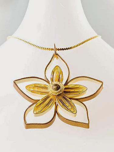 Double Flower Necklace - paper jewelry by Ann Martin