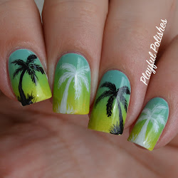 palm tree nail gradient painted hand trees easy awhile haven done inspired because
