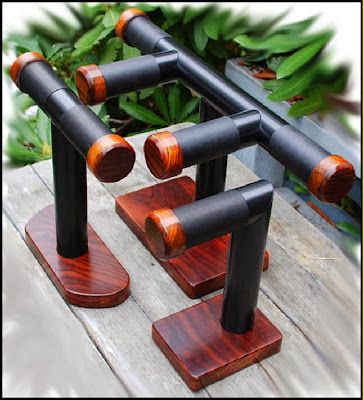 headphone stands with black lacquered PVC, and wood