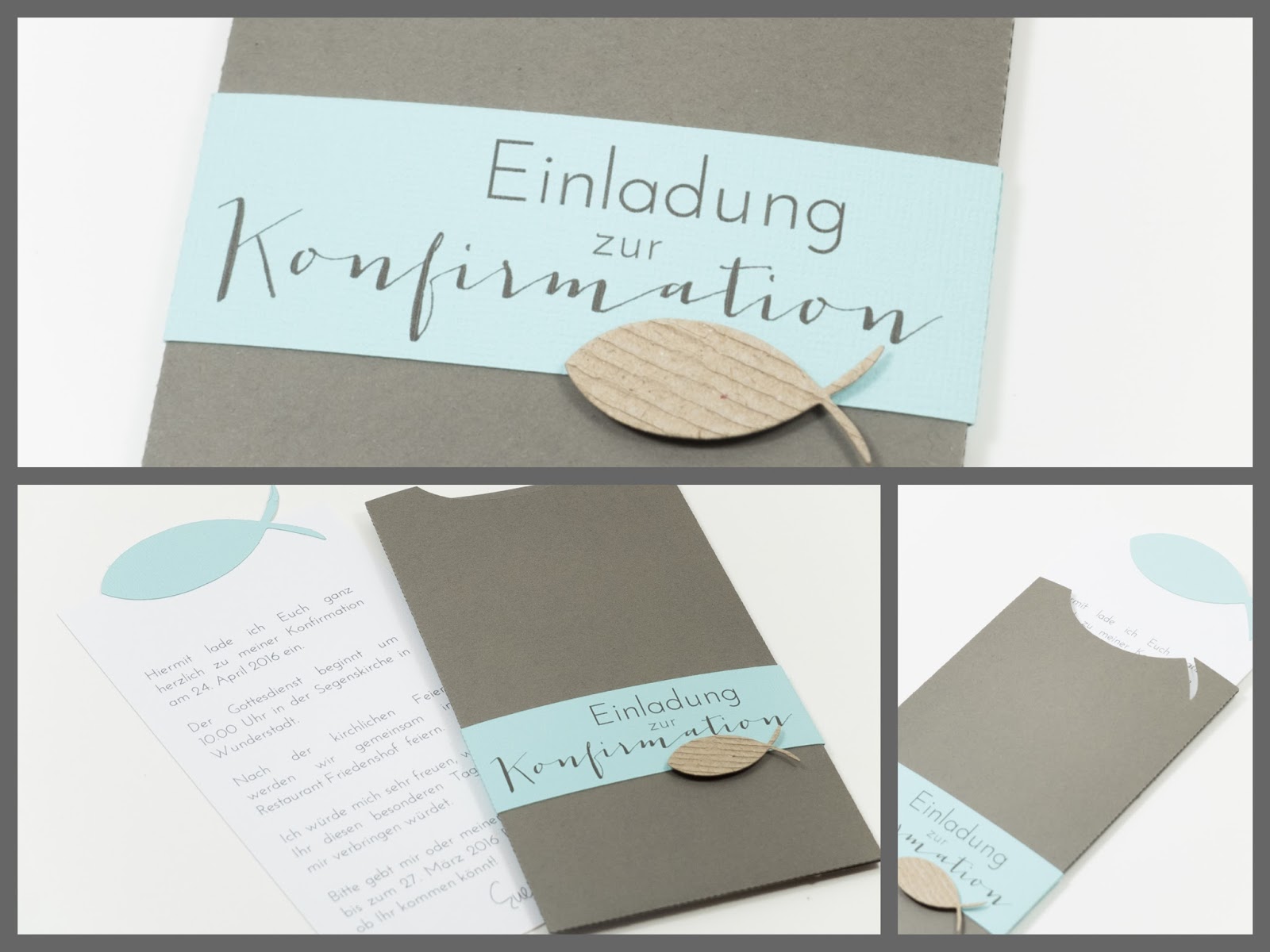 leine-design: Konfirmations-Einladung im Umschlag