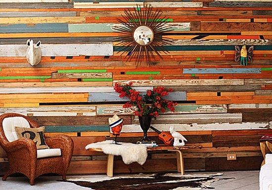 Painted Reclaimed Wood Wall