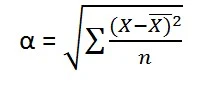 Rumus perhitungan standar deviasinya (α)