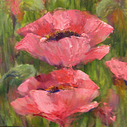 acrylic poppies pink painting canvas 9x9 arcylic wrapped poppy paintings acrylics flower artwork kemstudios oil cuadros