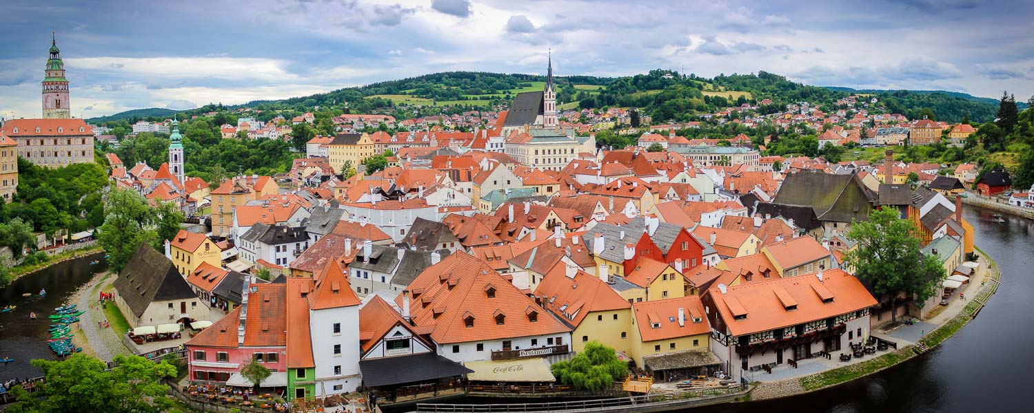 Cesky Krumlov Panorama from the Castle Gardens