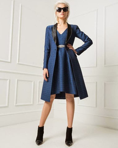 Tina took the plunge in an impossibly chic Temperley London Resort 2015 v-neck dress with a similar textural effect