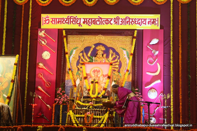 Sarasvati Poojan done at Shree Harigurugram on Vijayadashami when Ravan dahan took place to gain strength, increased capability with worship of Balshastra
