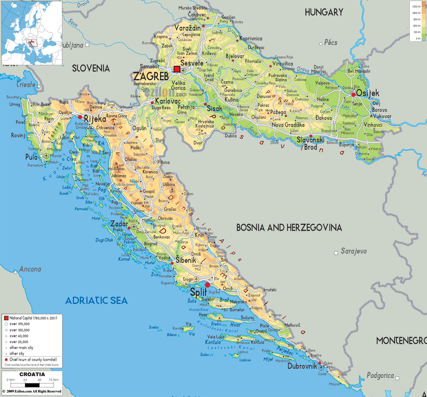 Kroatien Karte Gemeinden