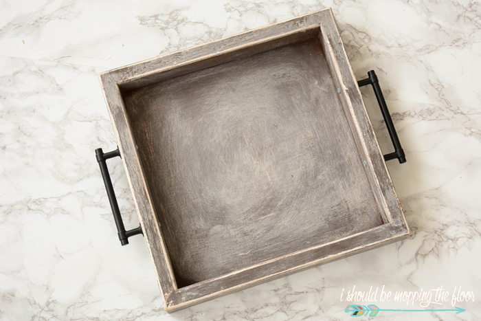 DIY Coffee Tray | Create this simple little 12"x12" tray out of a wooden canvas and a fun painting technique.