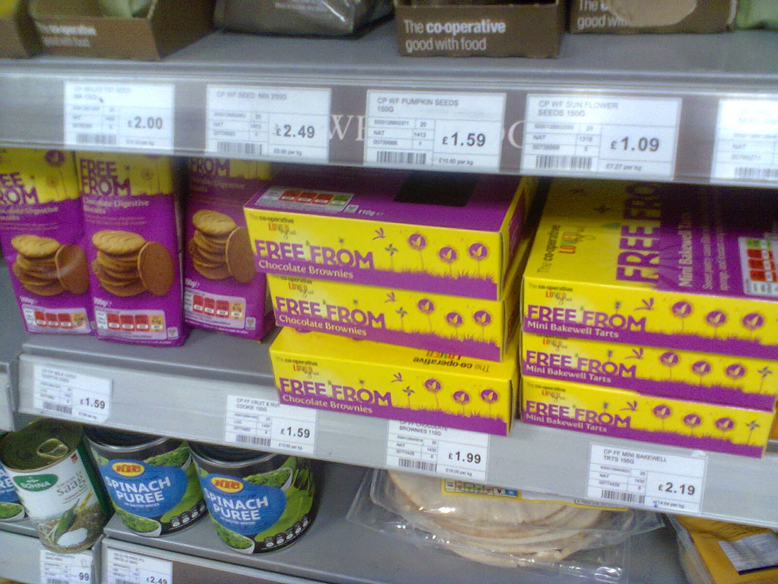 Three of the newly re-branded Free From products at the Co-operative