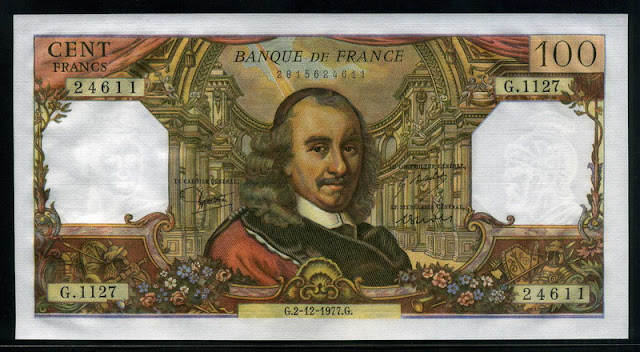 French money currency banknote 100 Francs