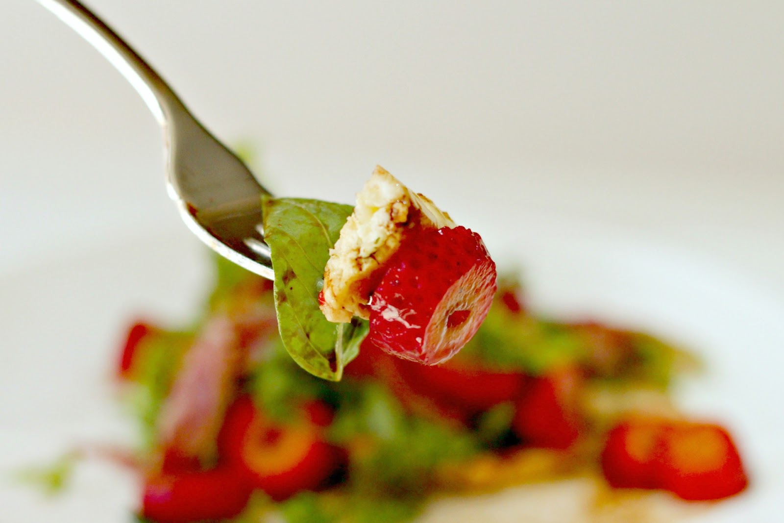 Milk and Honey Strawberry Salad with Salami and Haloumi